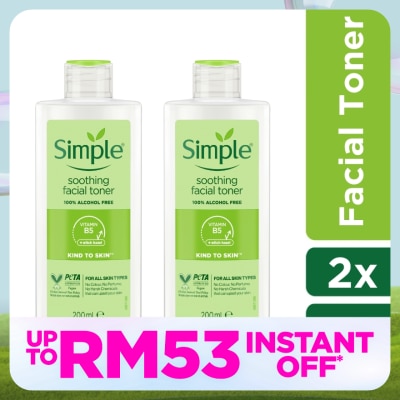 SIMPLE Kind to Skin Soothing Toner 200ml Twin Pack