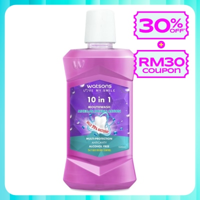WATSONS 10 in 1 Mouth Wash 500ml (Alchohol Free)