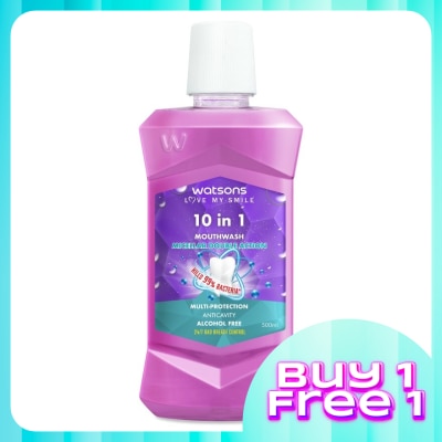 WATSONS 10 in 1 Mouth Wash 500ml (Alchohol Free)