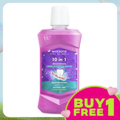 WATSONS 10 in 1 Mouth Wash 500ml (Alchohol Free)