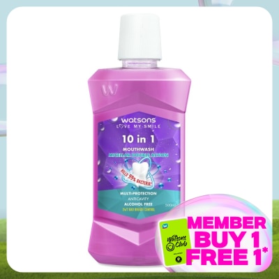 WATSONS 10 in 1 Mouth Wash 500ml (Alchohol Free)