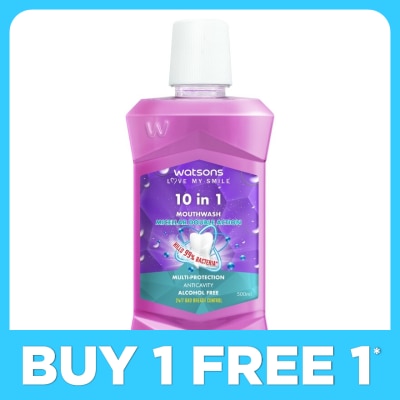 WATSONS 10 in 1 Mouth Wash 500ml (Alchohol Free)