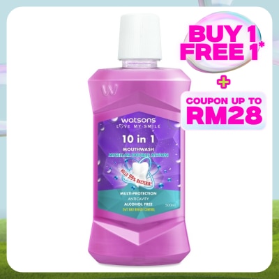 WATSONS 10 in 1 Mouth Wash 500ml (Alchohol Free)