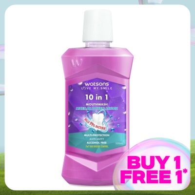 WATSONS 10 in 1 Mouth Wash 500ml (Alchohol Free)