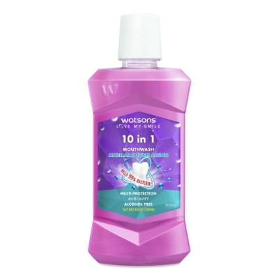 WATSONS 10 in 1 Mouth Wash 500ml (Alchohol Free)