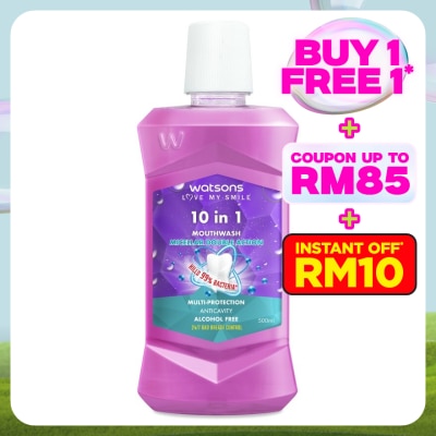 WATSONS 10 in 1 Mouth Wash 500ml (Alchohol Free)