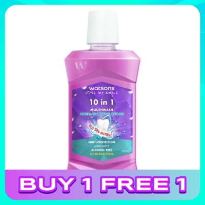 WATSONS 10 in 1 Mouth Wash 500ml (Alchohol Free)