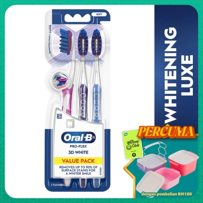ORAL-B - 3D White Soft Manual Toothbrush Buy 2 Free 1