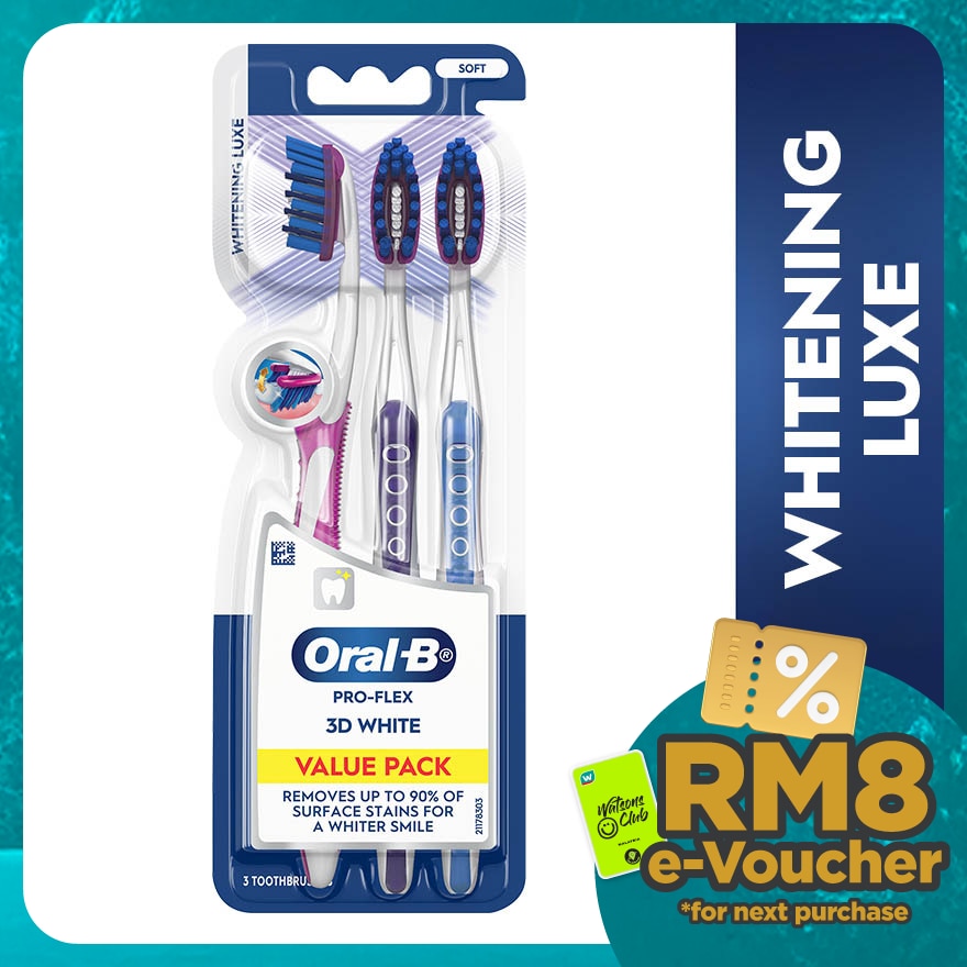 3D White Soft Manual Toothbrush Buy 2 Free 1