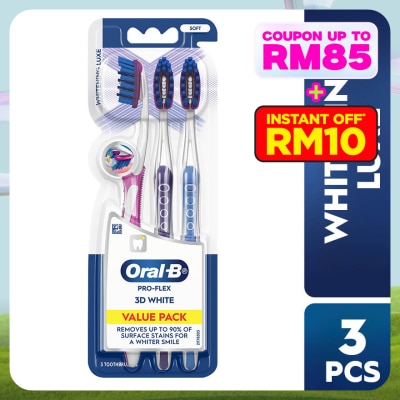 ORAL-B 3D White Soft Manual Toothbrush Buy 2 Free 1