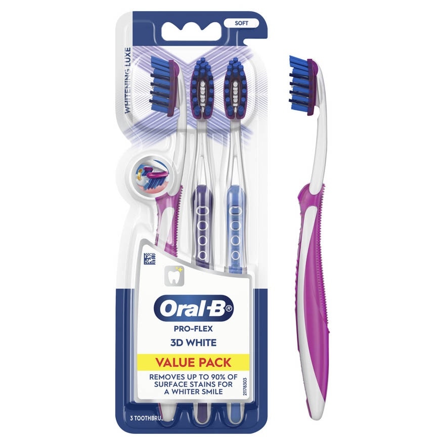 3D White Soft Manual Toothbrush Buy 2 Free 1