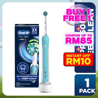 ORAL-B Pro 500 Deep Clean Blue Electric Toothbrush 1s