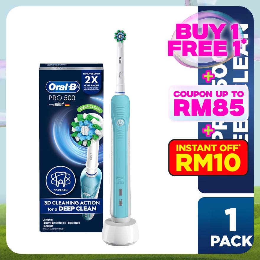 Pro 500 Deep Clean Blue Electric Toothbrush 1s