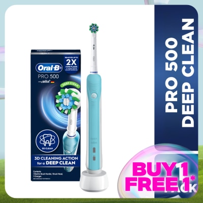 ORAL-B Pro 500 Deep Clean Blue Electric Toothbrush 1s