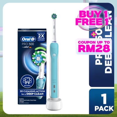 ORAL-B Pro 500 Deep Clean Blue Electric Toothbrush 1s