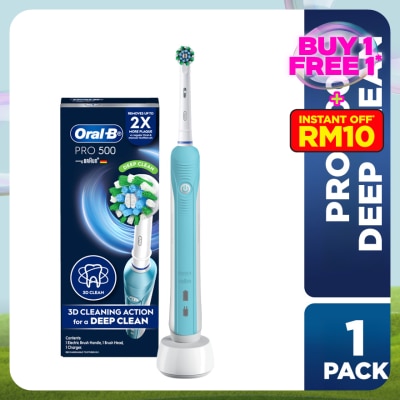 ORAL-B Pro 500 Deep Clean Blue Electric Toothbrush 1s