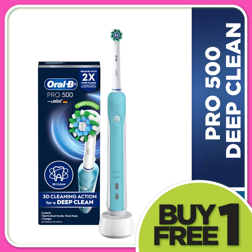 Pro 500 Deep Clean Blue Electric Toothbrush 1s