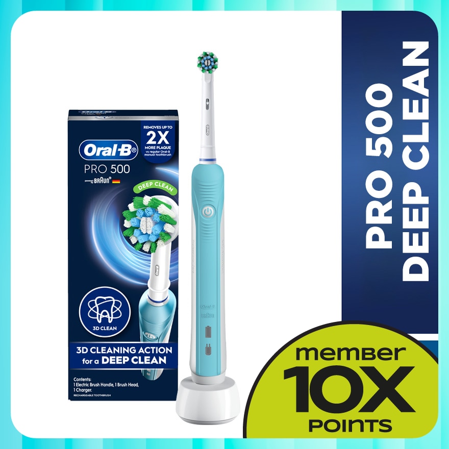 Pro 500 Deep Clean Blue Electric Toothbrush 1s