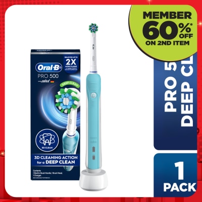 ORAL-B Pro 500 Deep Clean Blue Electric Toothbrush 1s