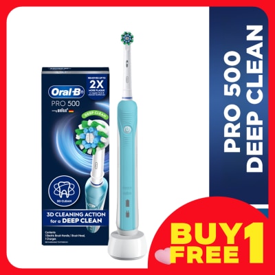 ORAL-B Pro 500 Deep Clean Blue Electric Toothbrush 1s