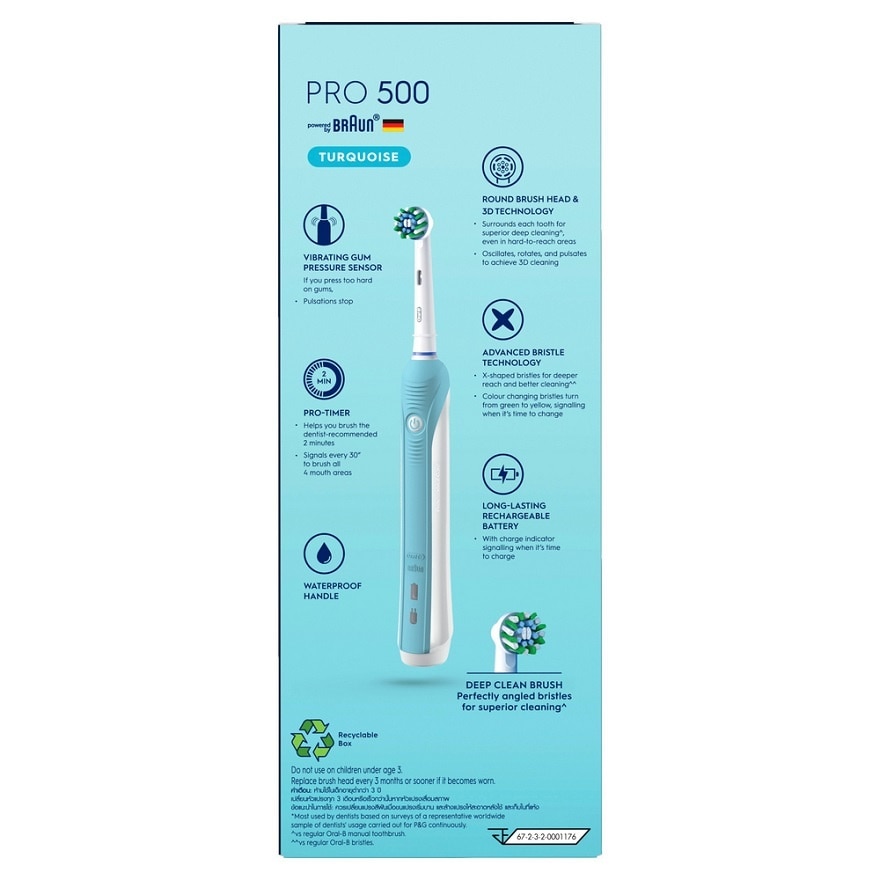 Pro 500 CrossAction Electric Toothbrush Powered by Braun 1s