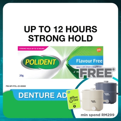 POLIDENT Denture Adhesive Flavour Free Paste 20g