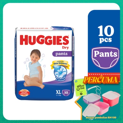 HUGGIES - Dry Pants Diapers XL 10s - Absorbent and dry diapers for baby
