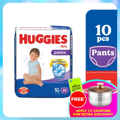 HUGGIES - Dry Pants Diapers XL 10s - Absorbent and dry diapers for baby