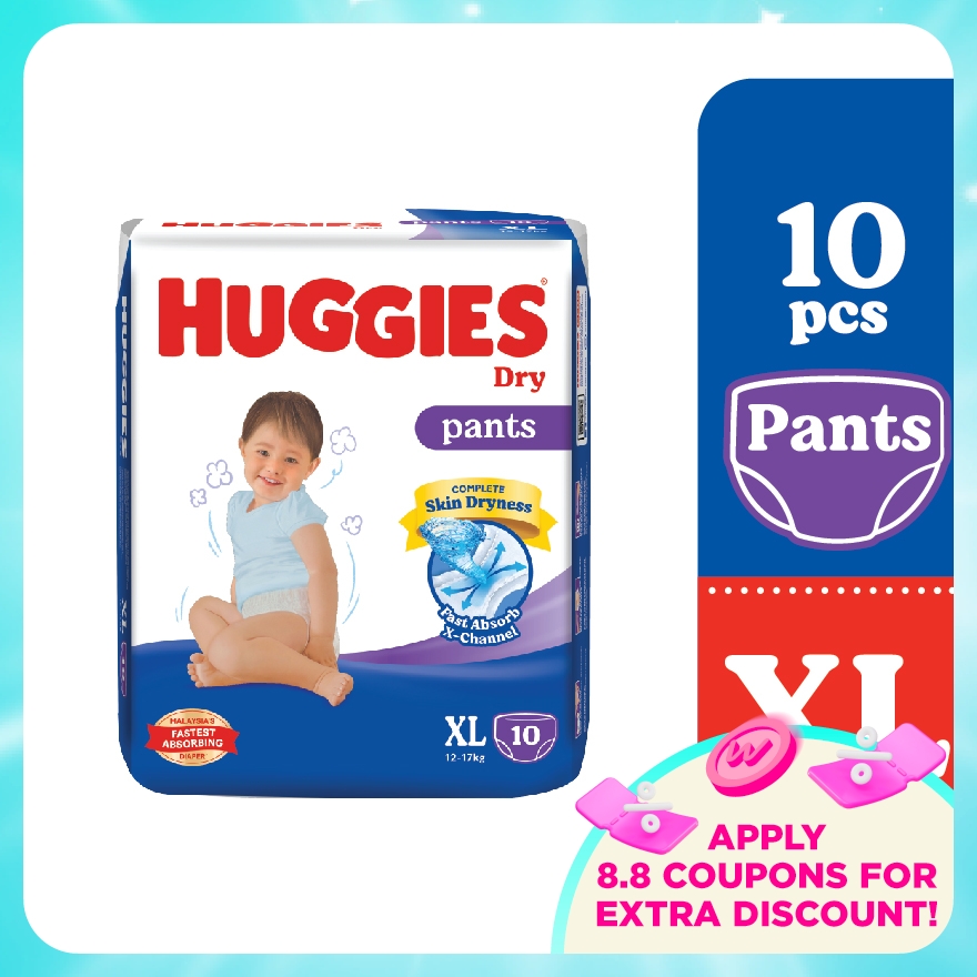 Dry Pants Diapers XL 10s - Absorbent and dry diapers for baby