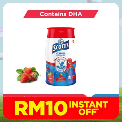 SCOTT'S DHA Omega 3 Gummies Strawberry Brain Support 60S