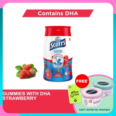 SCOTT'S DHA Omega 3 Gummies Strawberry Brain Support 60S