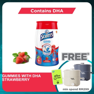 SCOTT'S DHA Omega 3 Gummies Strawberry Brain Support 60S