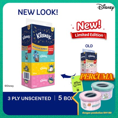 KLEENEX Facial Tissue Box Limited Edition 3Ply 90s x 5