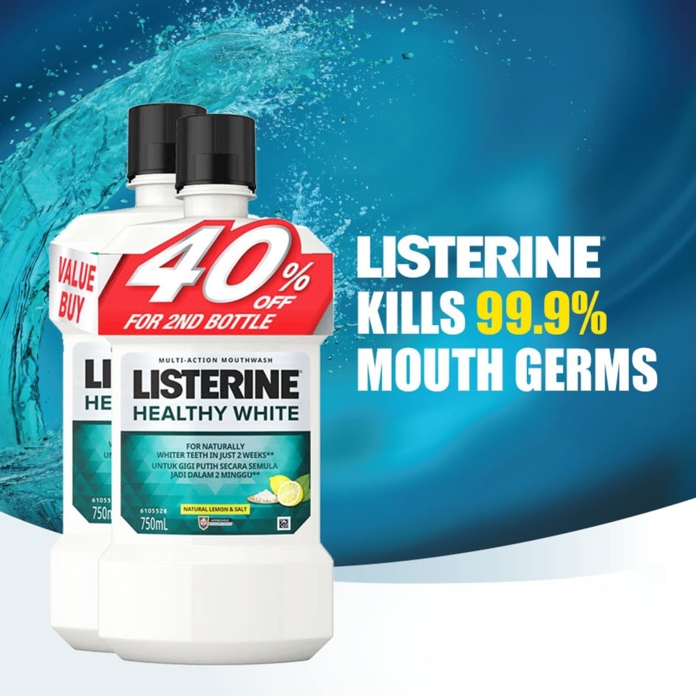 Listerine Healthy White 750ml Twin Pack