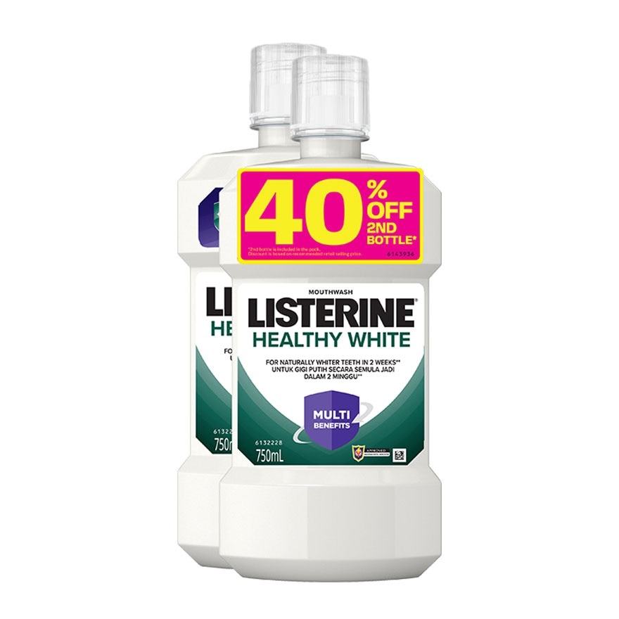 Mouthwash Healthy White 750ml Twin Pack