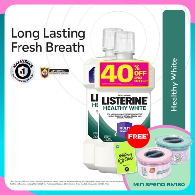 LISTERINE Mouthwash Healthy White 750ml Twin Pack