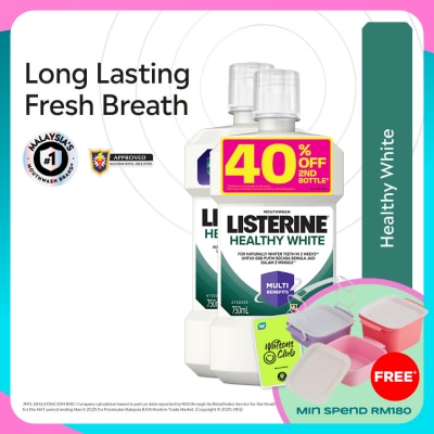LISTERINE Mouthwash Healthy White 750ml Twin Pack