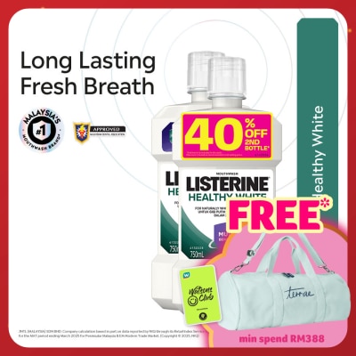 LISTERINE Mouthwash Healthy White 750ml Twin Pack