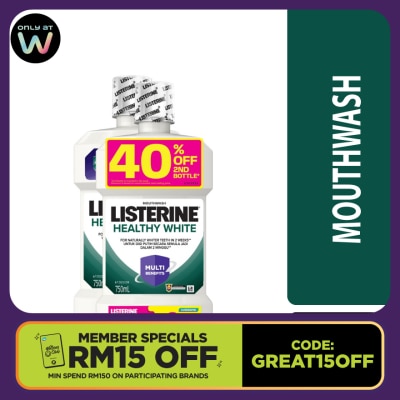 LISTERINE Mouthwash Healthy White 750ml Twin Pack