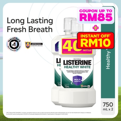 LISTERINE Mouthwash Healthy White 750ml Twin Pack