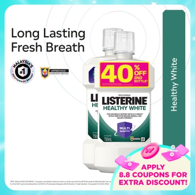 LISTERINE - Mouthwash Healthy White 750ml Twin Pack