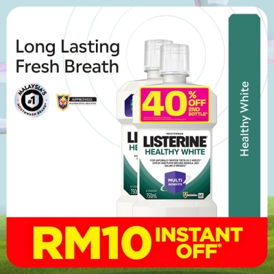 LISTERINE Mouthwash Healthy White 750ml Twin Pack
