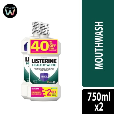 LISTERINE Mouthwash Healthy White 750ml Twin Pack