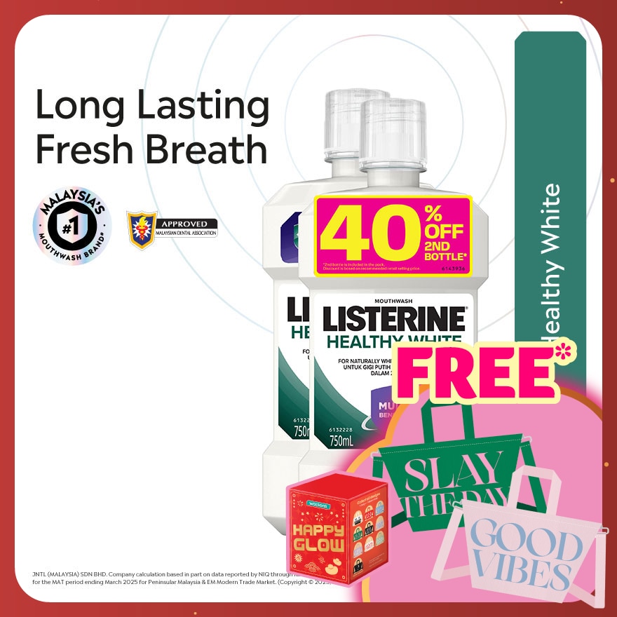 Mouthwash Healthy White 750ml Twin Pack