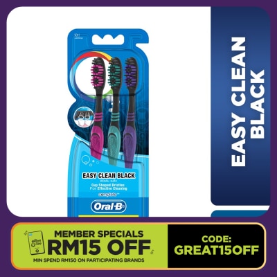 ORAL-B Easy Clean Black Toothbrush 3's