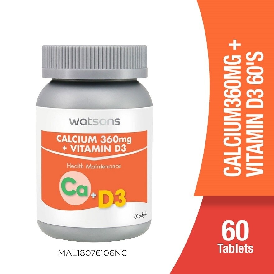 Calcium 360 mg + Vitamin D3 200iu 60's