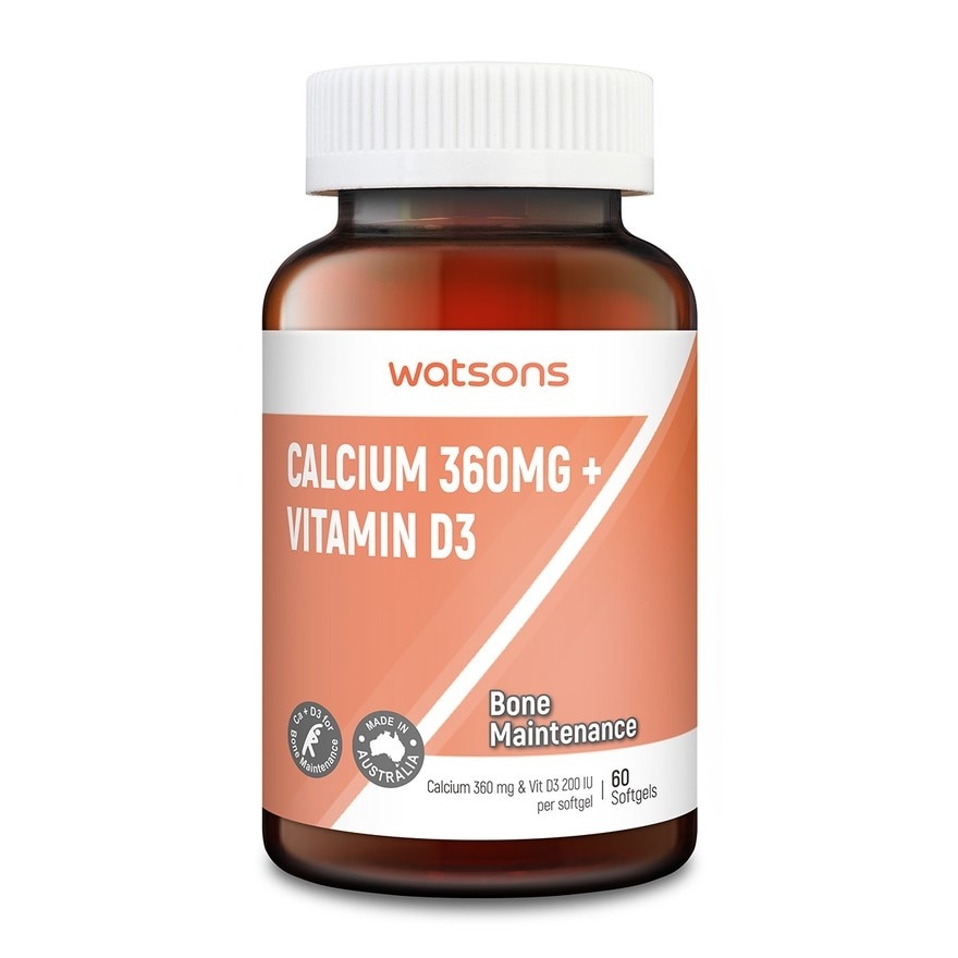 Calcium 360 mg + Vitamin D3 200iu 60's