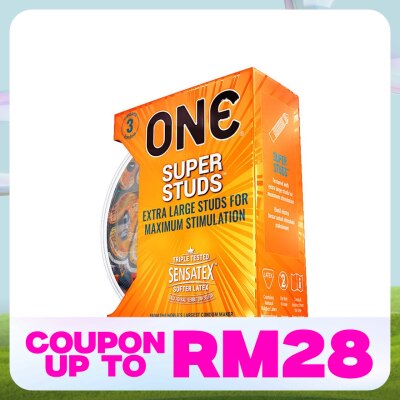 ONE SUPER STUDS LATEX CONDOM 3'S