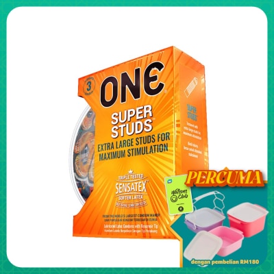 ONE - SUPER STUDS LATEX CONDOM 3'S