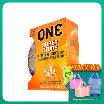 ONE SUPER STUDS LATEX CONDOM 3'S